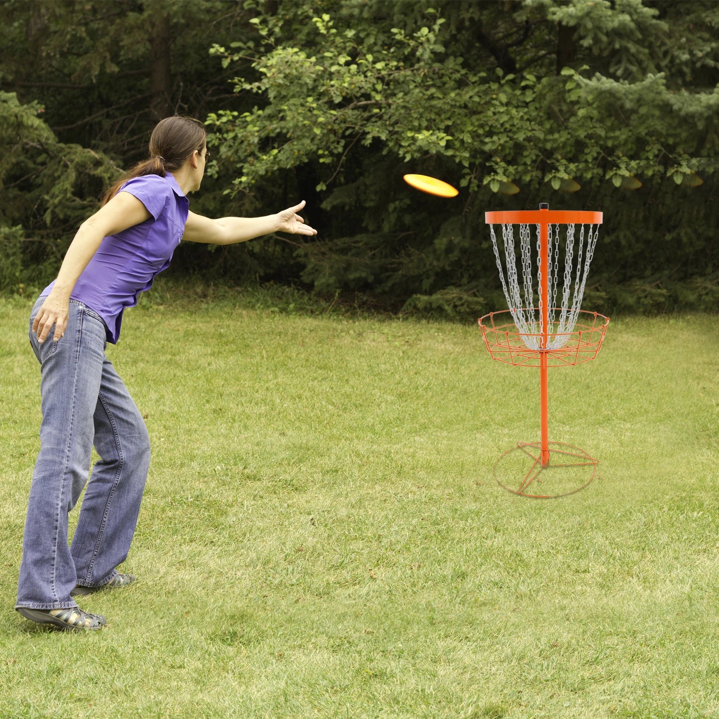 Disc Golf Training Basket With 24 Chain Portable Target For Outdoor Play