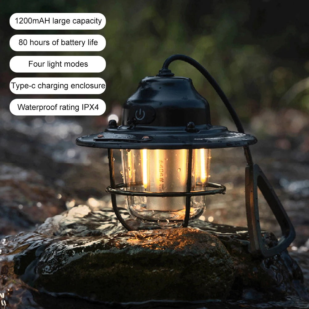 LED Camping Lantern Dimmable Emergency Lamp Type C Charging