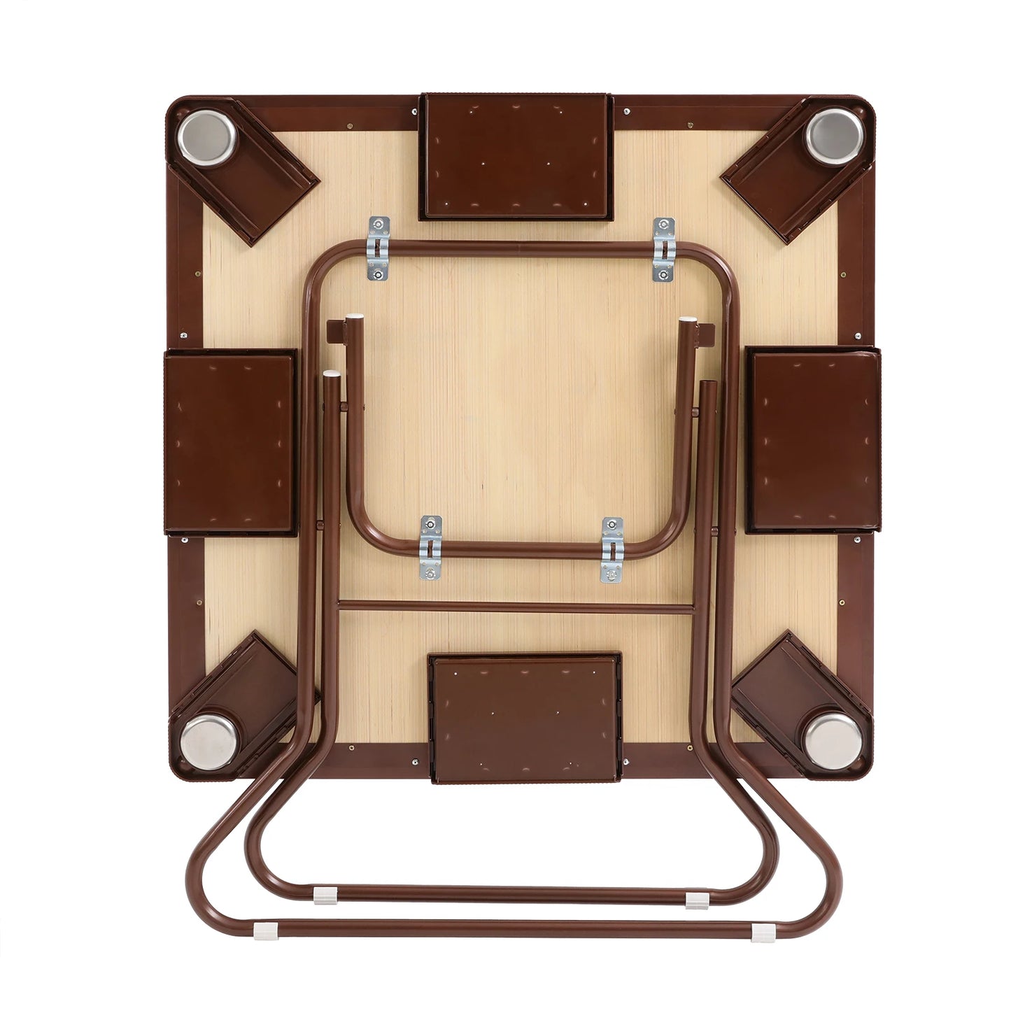 Foldable Square Mahjong Table With Wood Velvet Desktop
