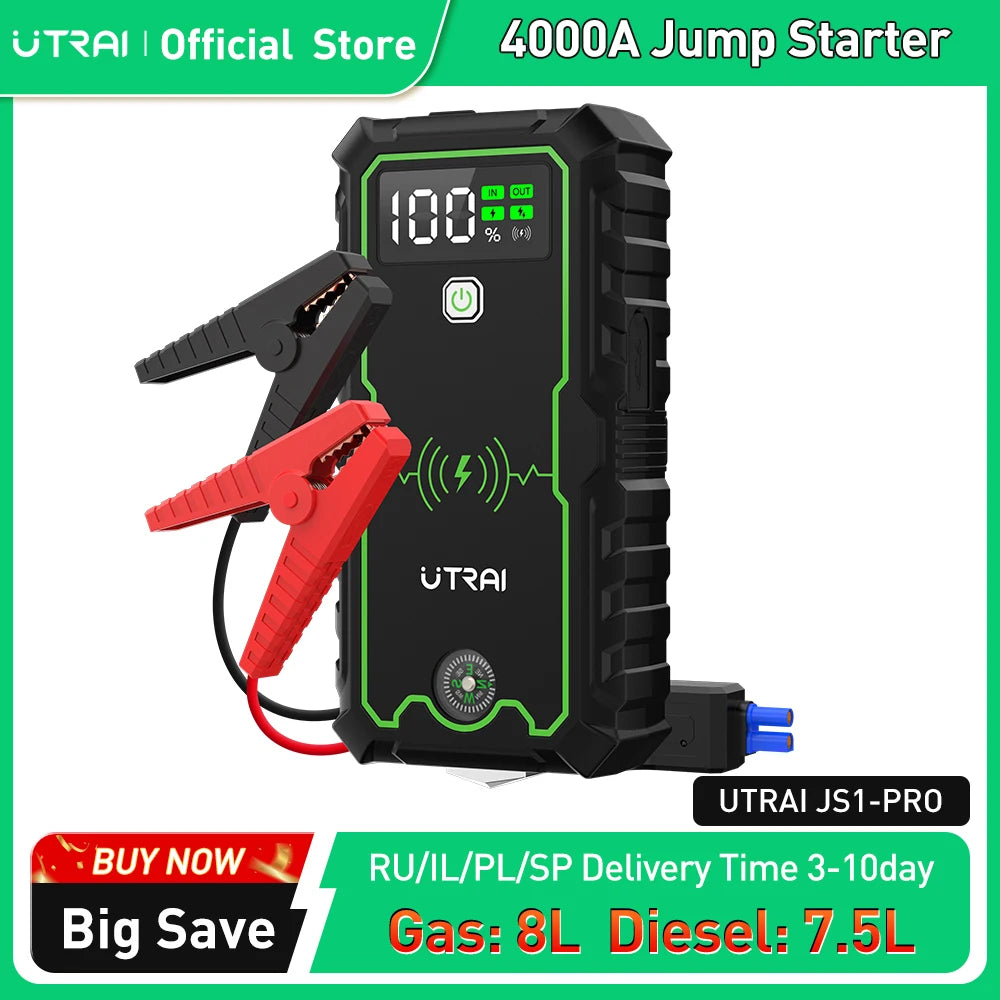 UTRAI 4000A Jump Starter Power Bank Portable Car Booster 12V
