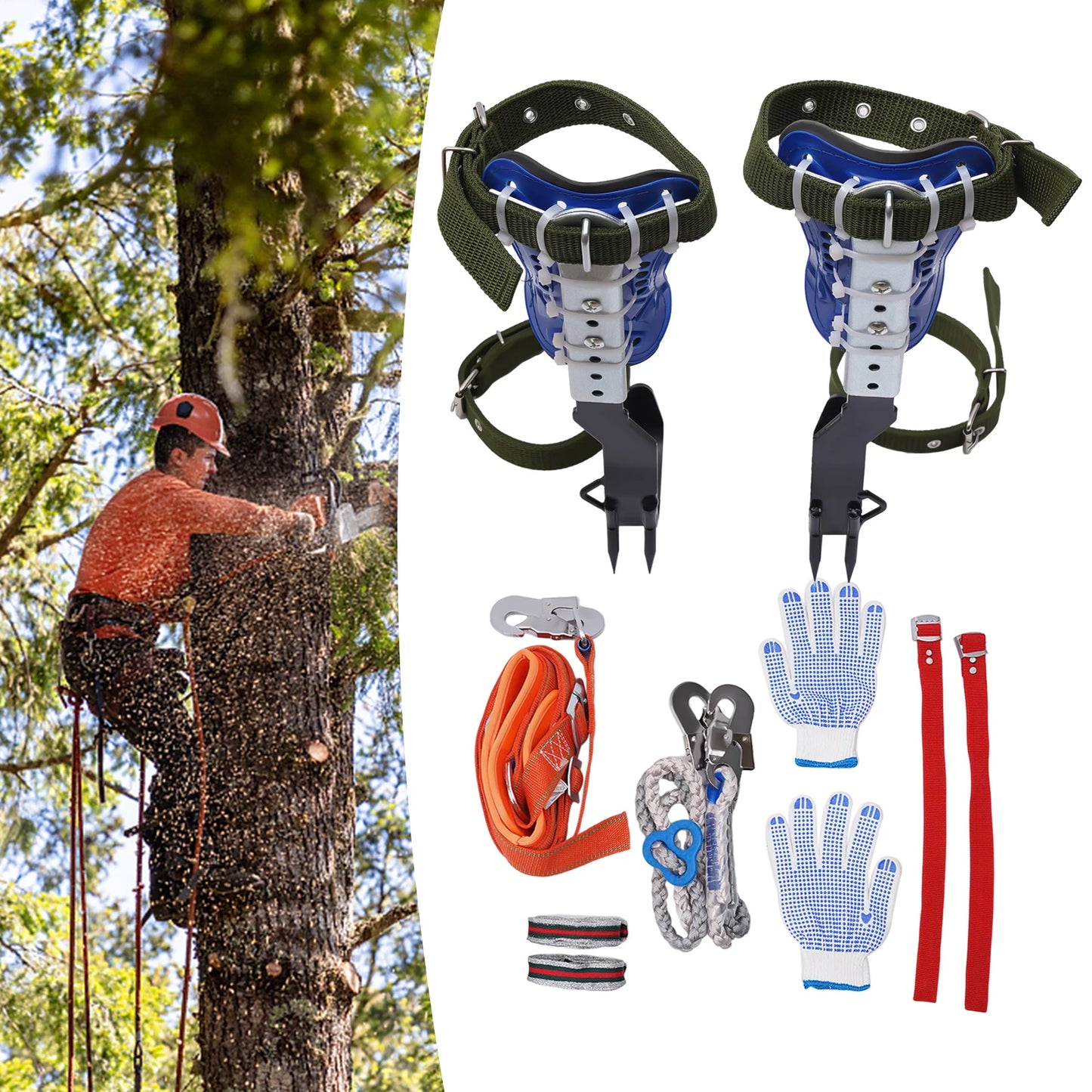 Tree Climbing Spikes Set Adjustable Climbing Gear With Belt Rope