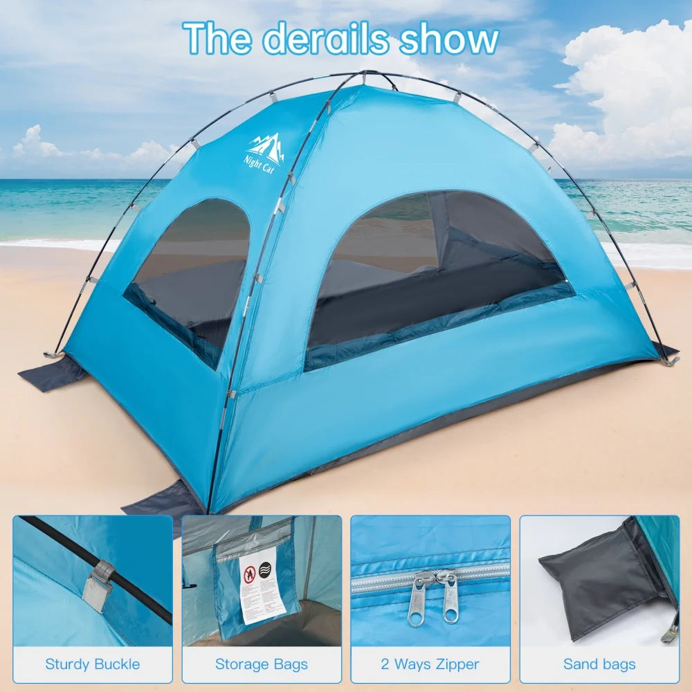 Night Cat Portable Sun Shade Tent For Three To Four People With UV Protection