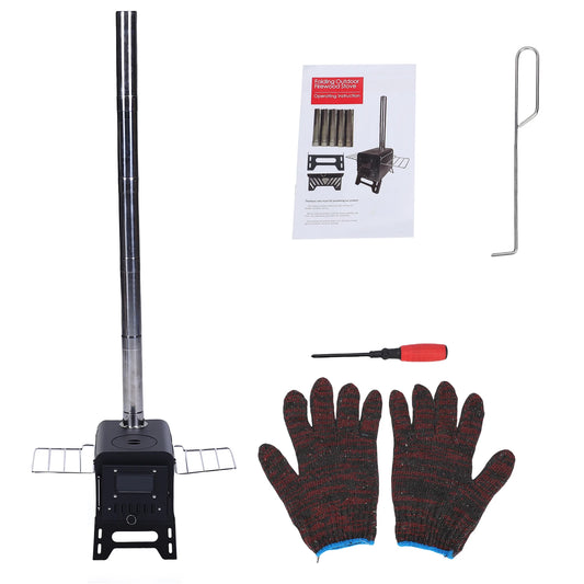 Portable Folding Wood Burning Stove For Tent Camping And Cooking