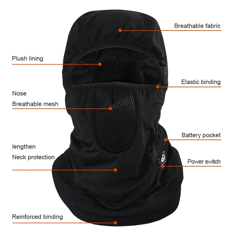 Savior Heat Electric Ski Mask Battery Powered Thermal Rechargeable Balaclava
