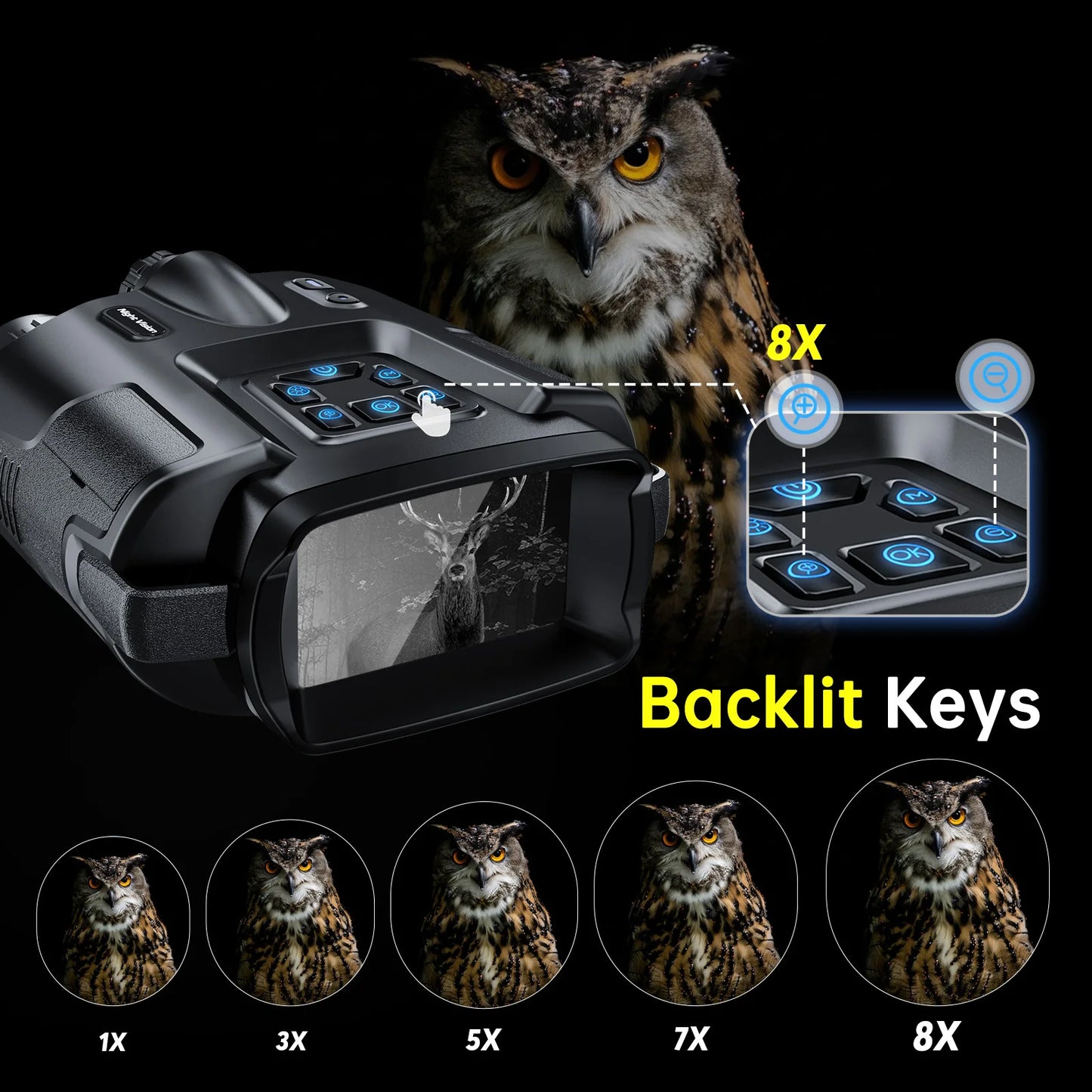 DIYIMIN Night Vision Binoculars 8X Digital Zoom Infrared Goggles