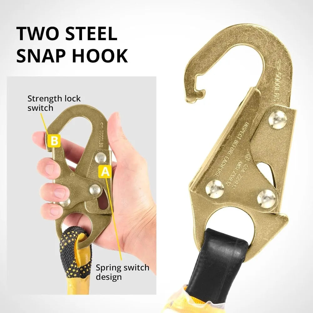 Heavy Duty Fall Protection Safety Harness With Shock Absorber Lanyard