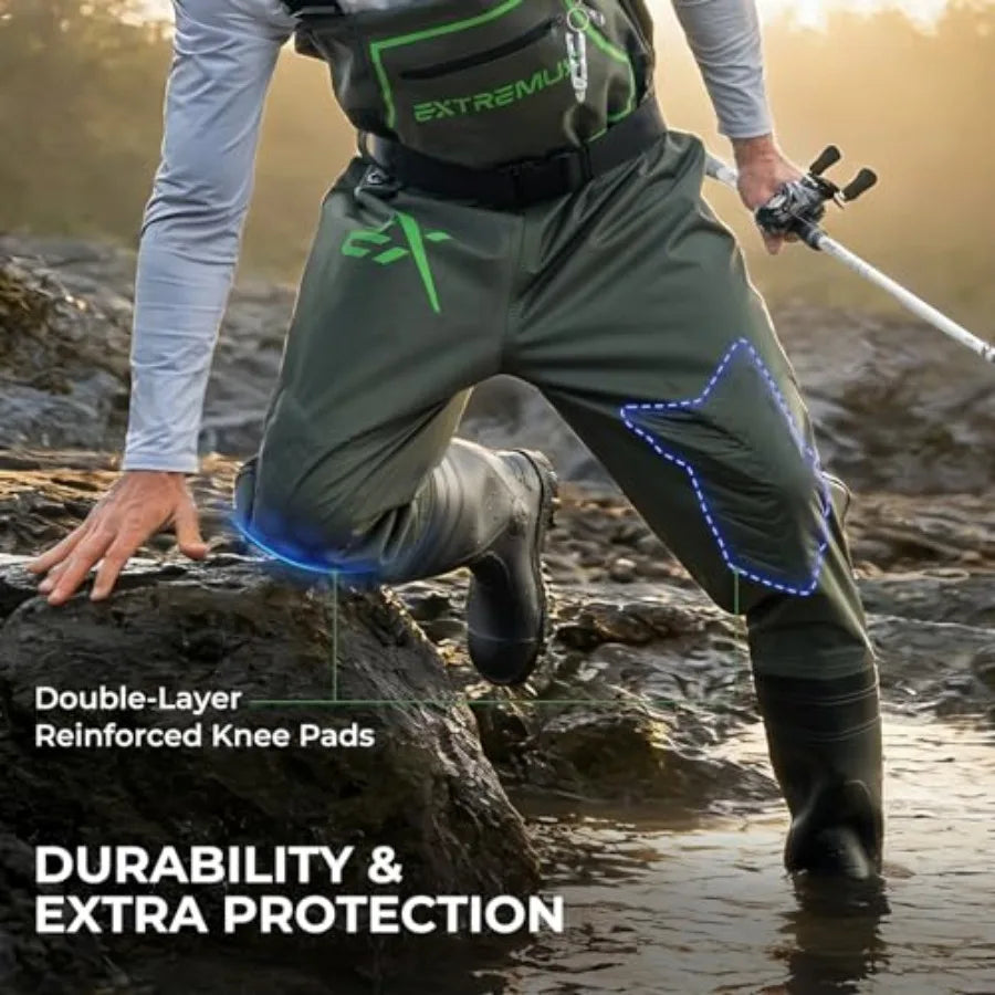 Men's PVC Chest Waders With Slip Resistant Boots For Outdoor Fishing