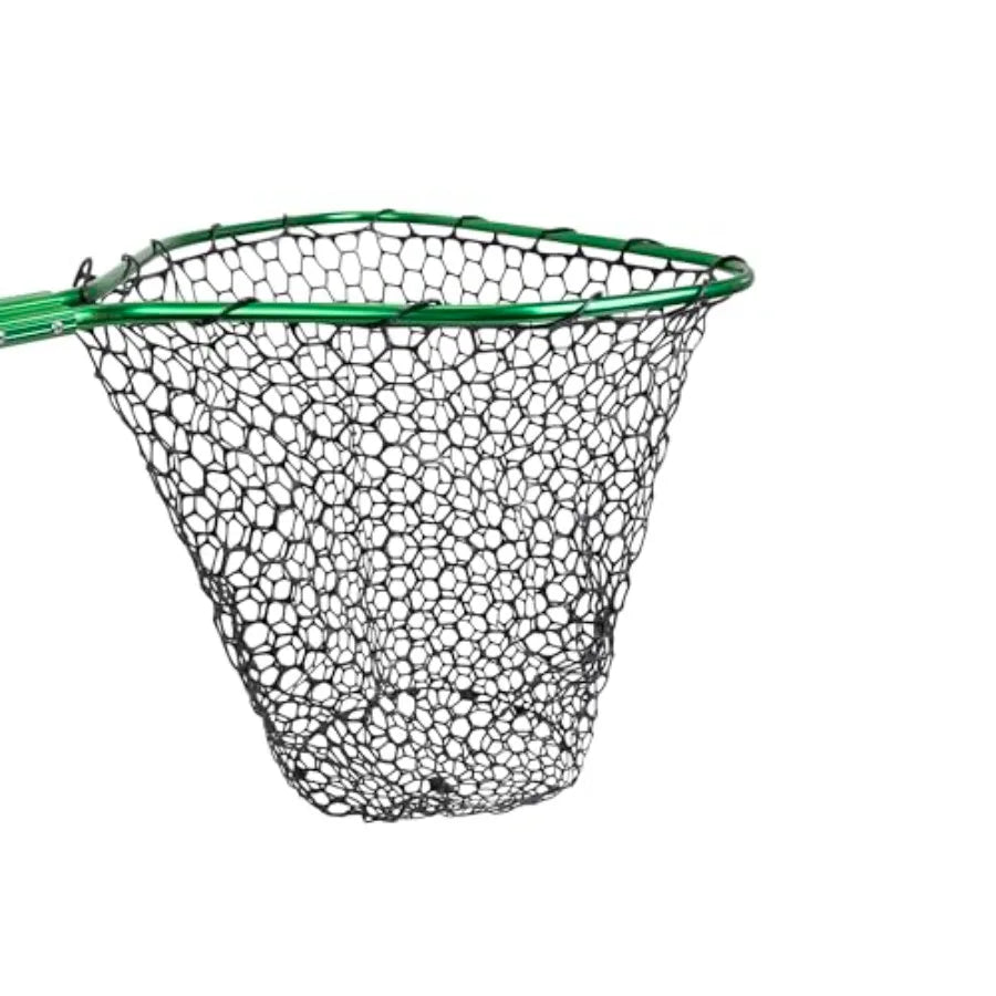 Telescopic Fishing Landing Net Silicone Rubber Mesh Large Hoop