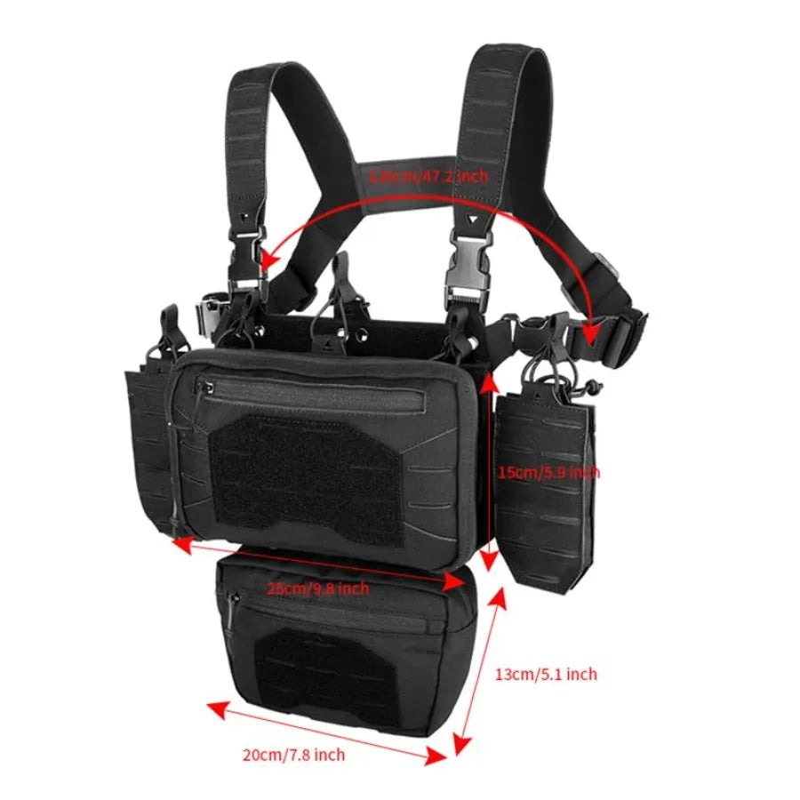 Tactical Chest Mini Rig 1000D Quick Release Vest With Pockets