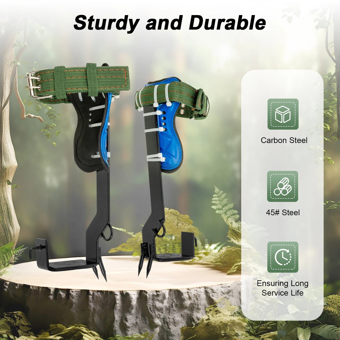 Tree Climbing Spikes With Safety Harness 220 Lb Load Capacity