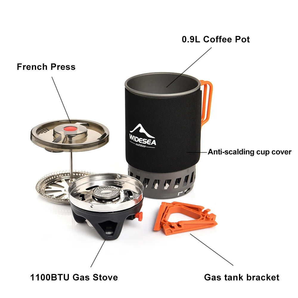 Widesea Camping Cooking System Outdoor Gas Stove With Heat Exchanger