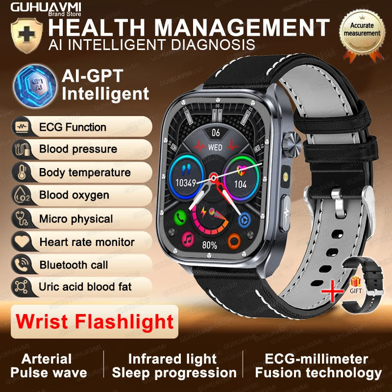 AI Health Diagnosis Smartwatch ECG PPG Blood Pressure BT Call