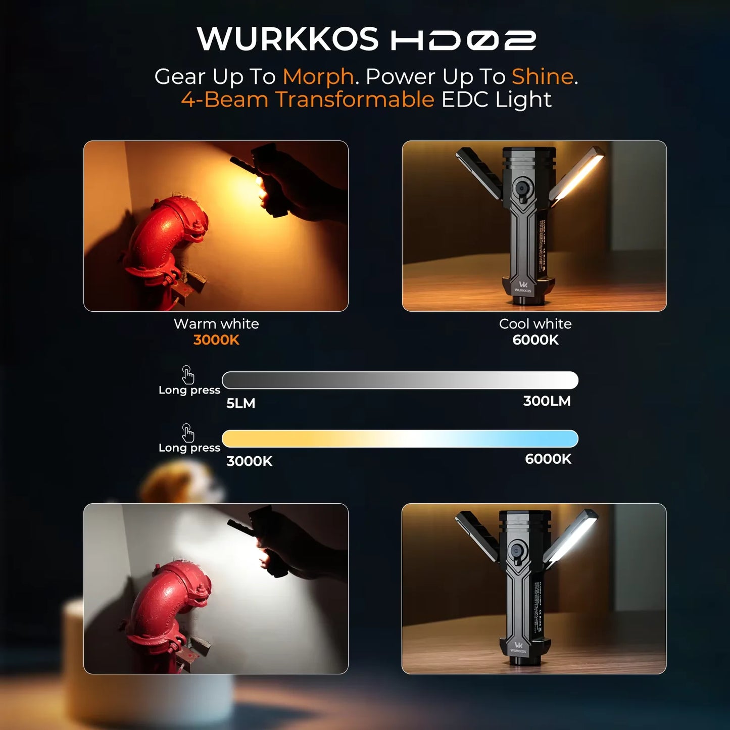 Wurkkos HD02 LED Camping Lamp Outdoor Hunting 800 Lumens Rechargeable