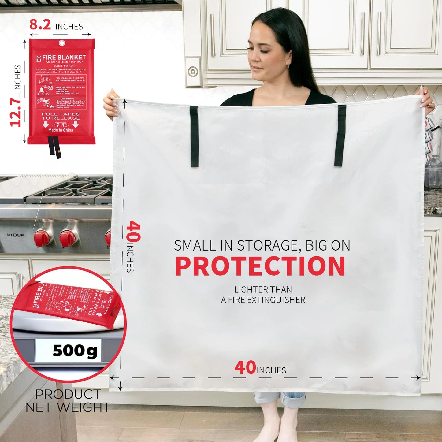 Emergency Fire Blanket 4 Pack Fiberglass Heat Resistant For Kitchen Safety