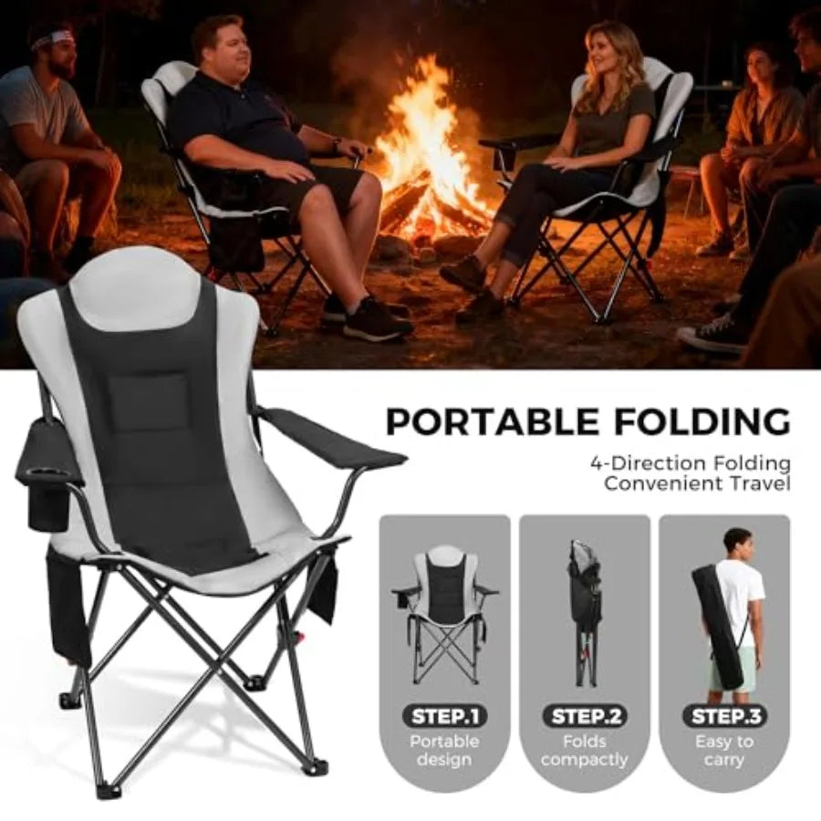 Outdoor Electric Heated Reclining Camping Chair With Cup Holder