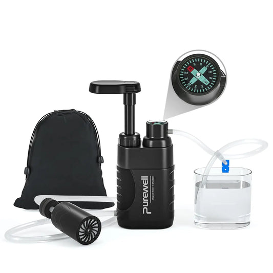 Portable 0.01 Micron Water Purifier Pump With Carbon Filter Camping