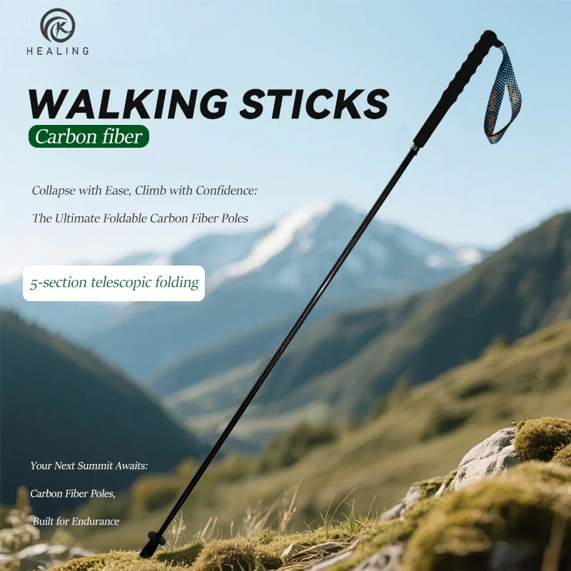 Okhealing Lightweight Carbon Fiber Collapsible Trekking Poles