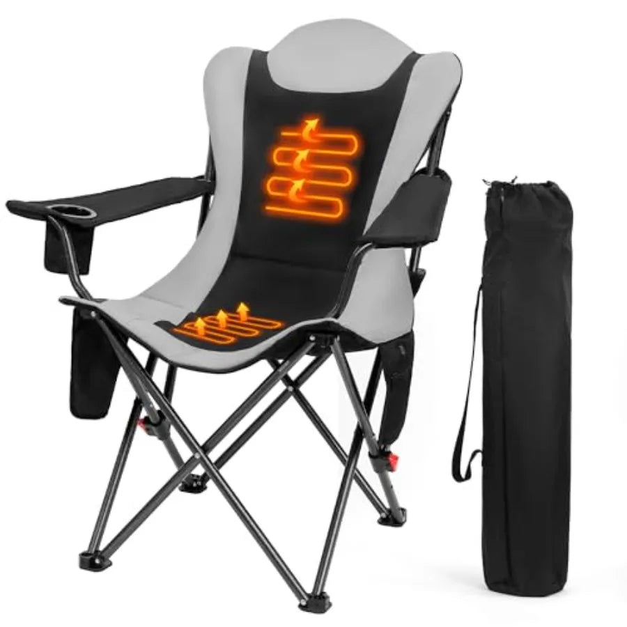Outdoor Electric Heated Reclining Camping Chair With Cup Holder