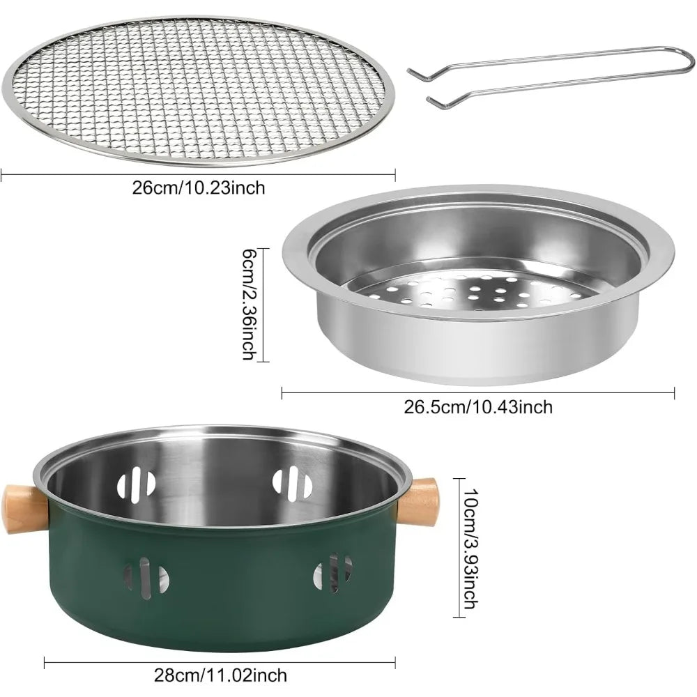 XIUWO Compact Round Charcoal Grill for Outdoor Picnics and Parties