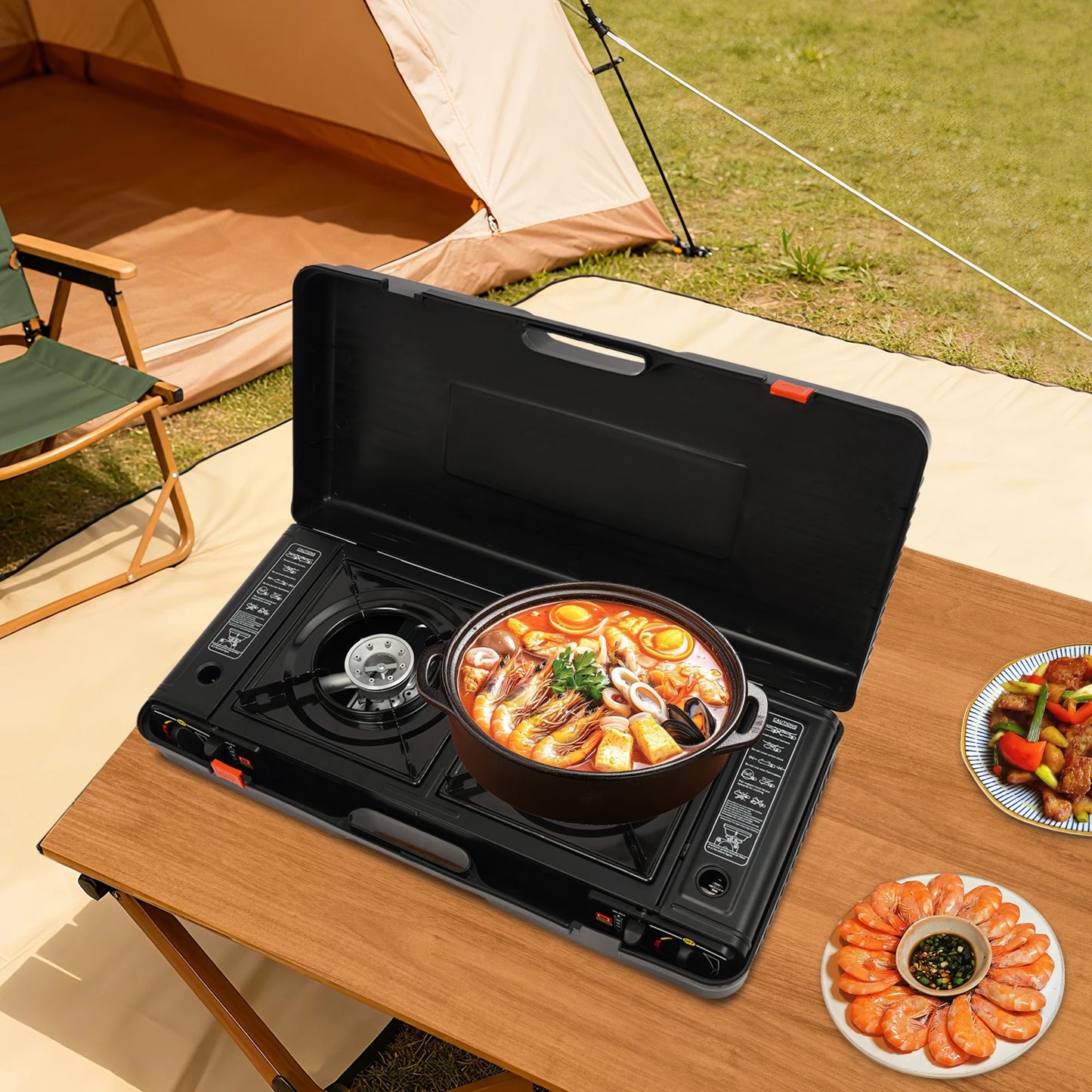 2 Burner Portable Camping Stove With Piezo Ignition