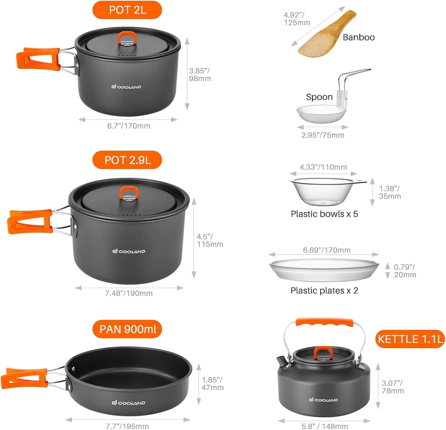 Camping Cookware Set 15 Piece Nonstick Pots And Pans Kettle