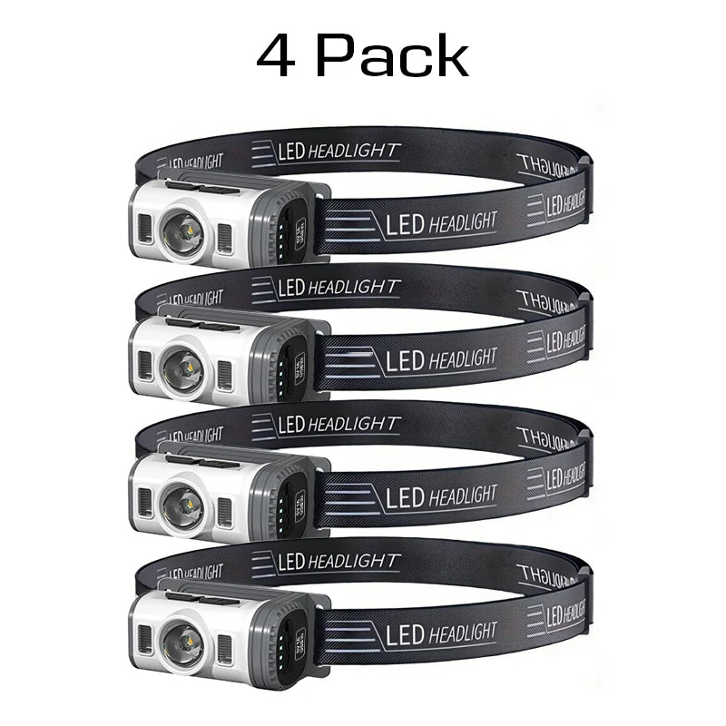 COB LED Headlamp USB Headlight Torch Work Light for Hiking