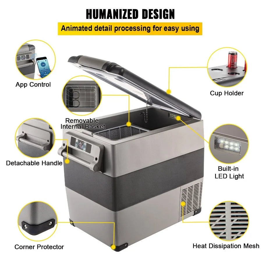 Dual Zone Portable Refrigerator Freezer Cooler For RV Car Camping