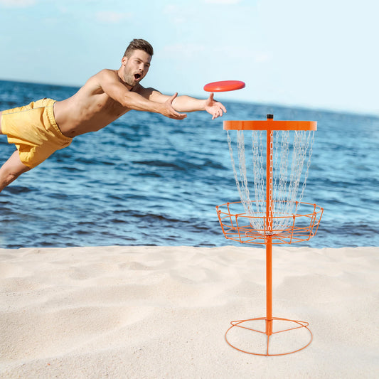 Disc Golf Training Basket With 24 Chain Portable Target For Outdoor Play
