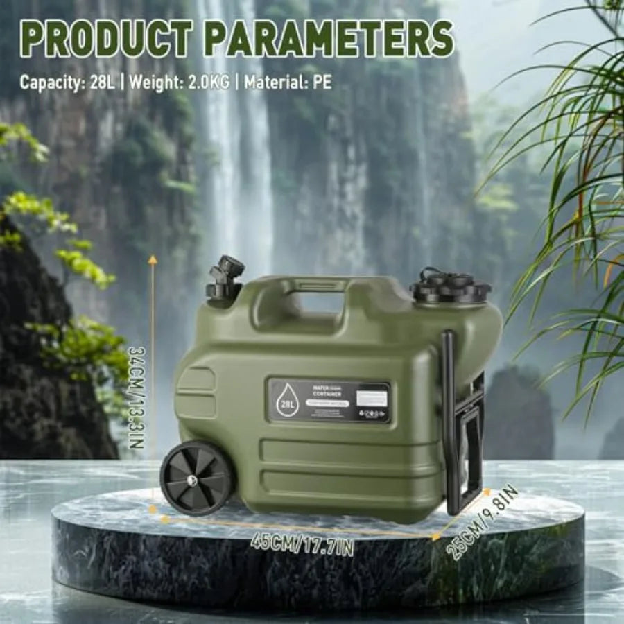 Portable 28L PE Camping Water Jug With Wheels And Spigot