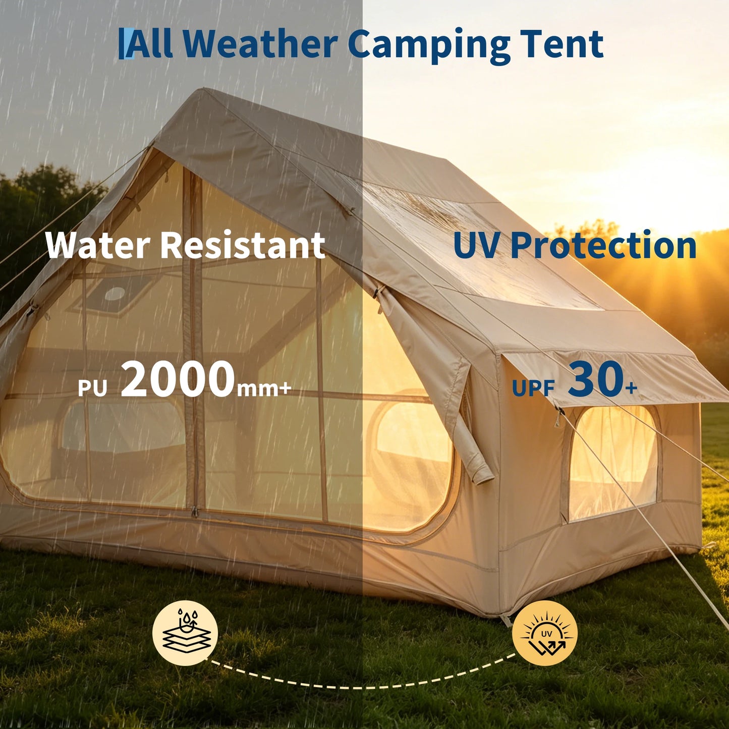 Spacious Waterproof Inflatable Camping Tent For Six Quick Setup Shelter