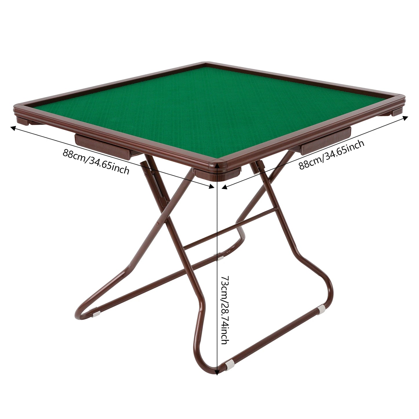 Foldable Square Mahjong Table With Wood Velvet Desktop