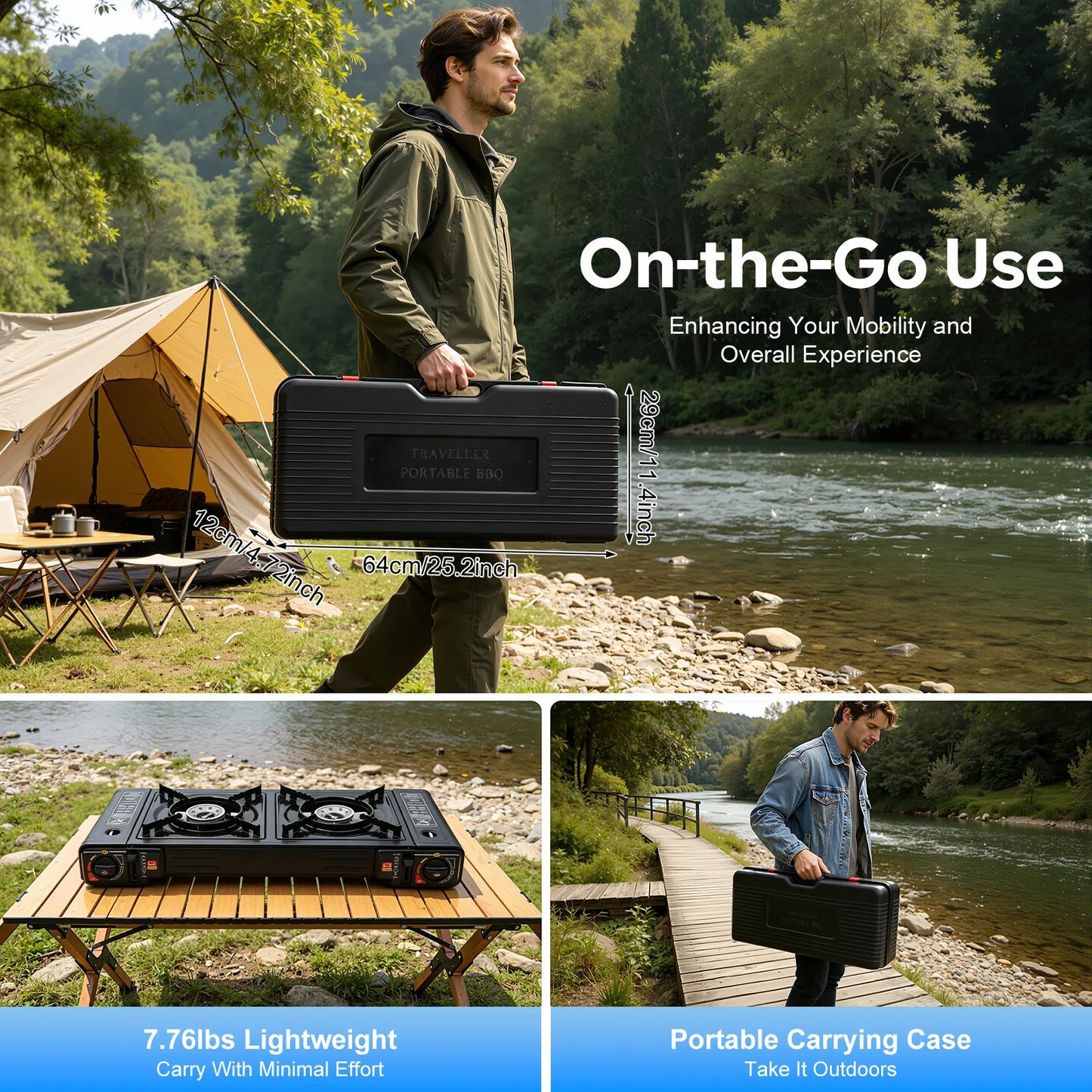 Two Burner Portable Camping Stove Set With Tray And Case