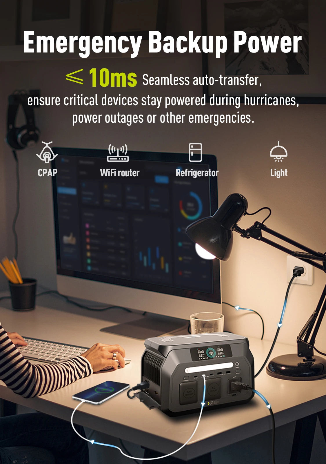 IEE 800W Portable Power Station With 512Wh LiFePO4 Battery