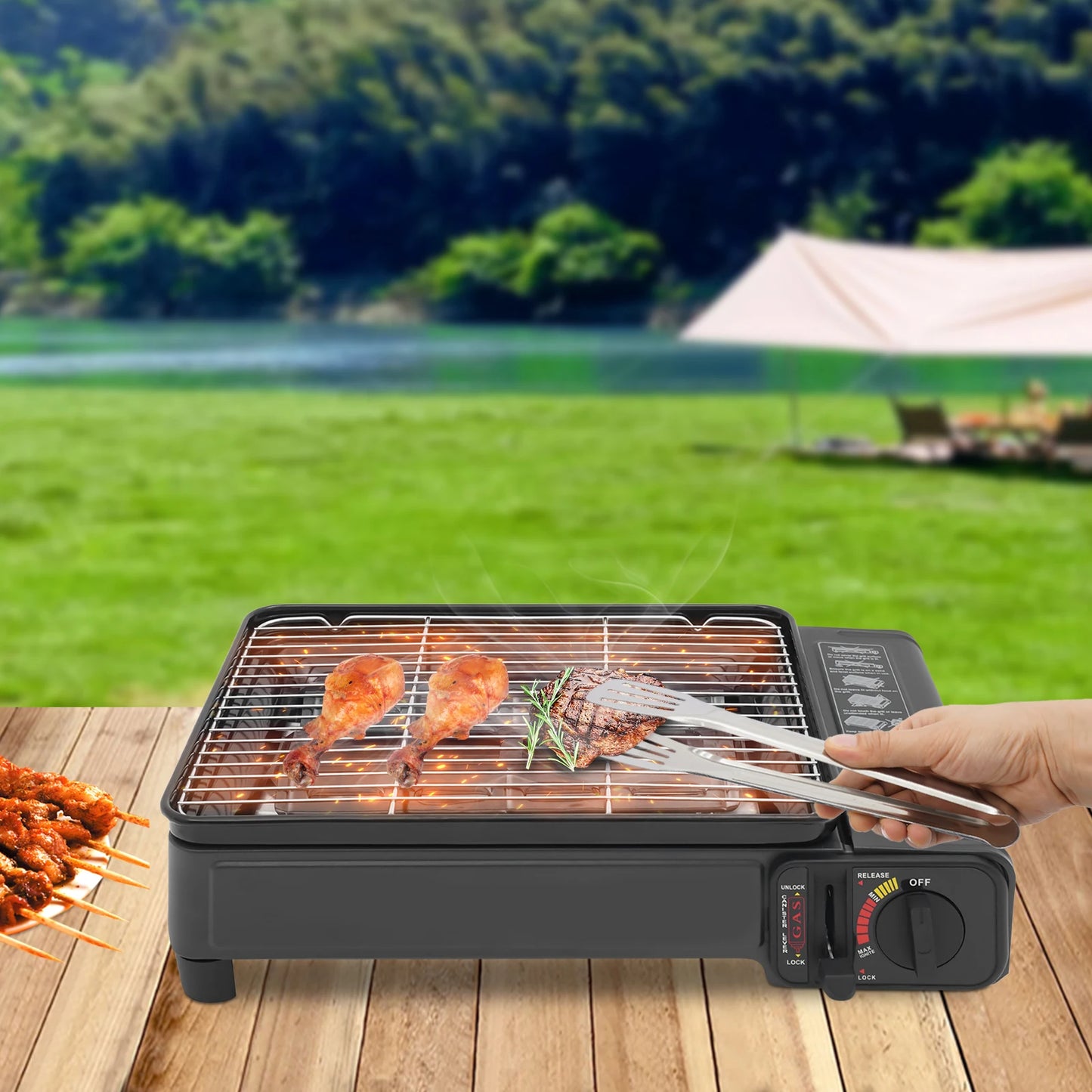 Portable Gas Barbecue Stove for Outdoor Camping with Carrying Case