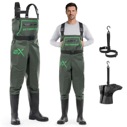 Men's PVC Chest Waders With Slip Resistant Boots For Outdoor Fishing