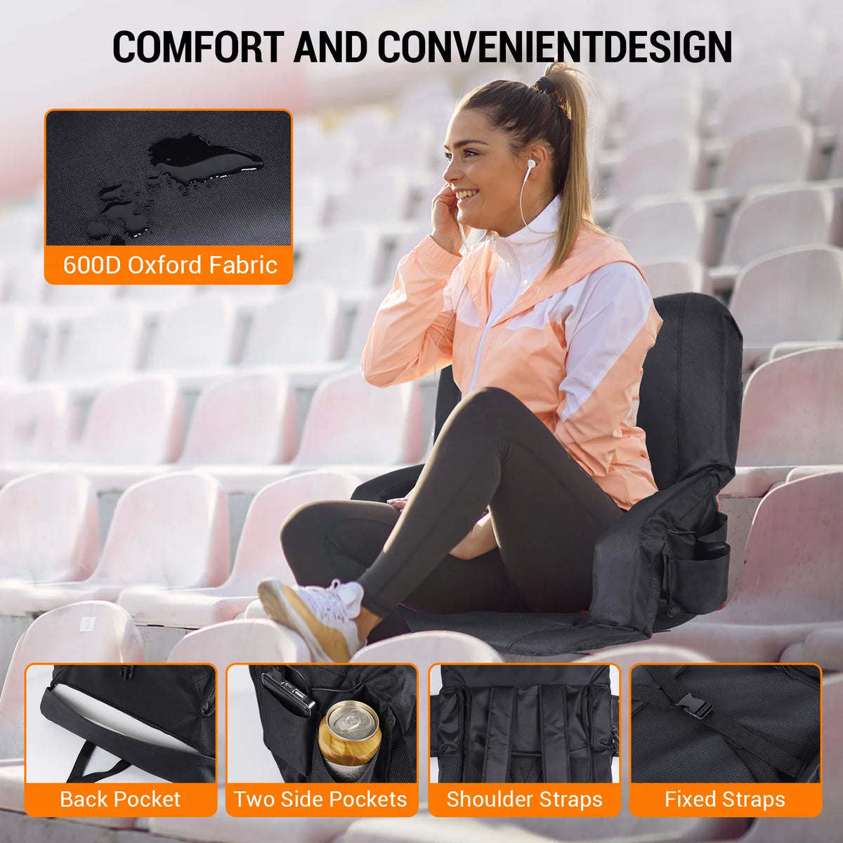 Folding Heated Stadium Seat Cushion With Three Speed Temperature Settings