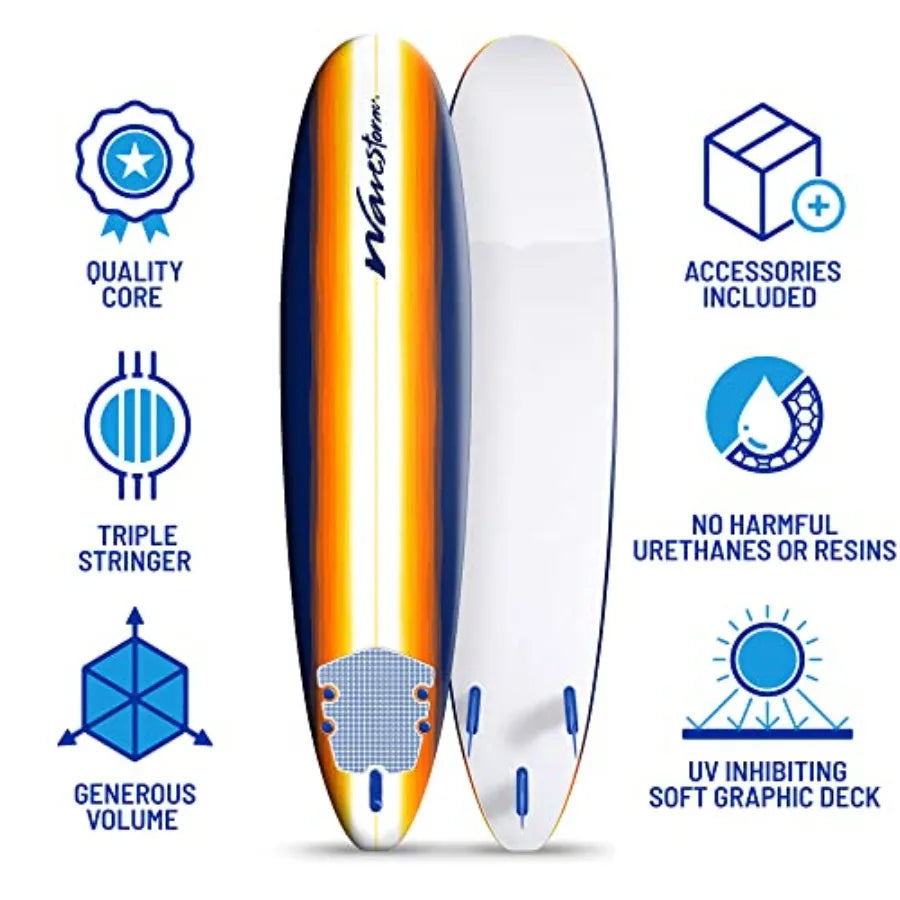 Classic Soft Top Foam Surfboard For Beginners EVA Foam Construction