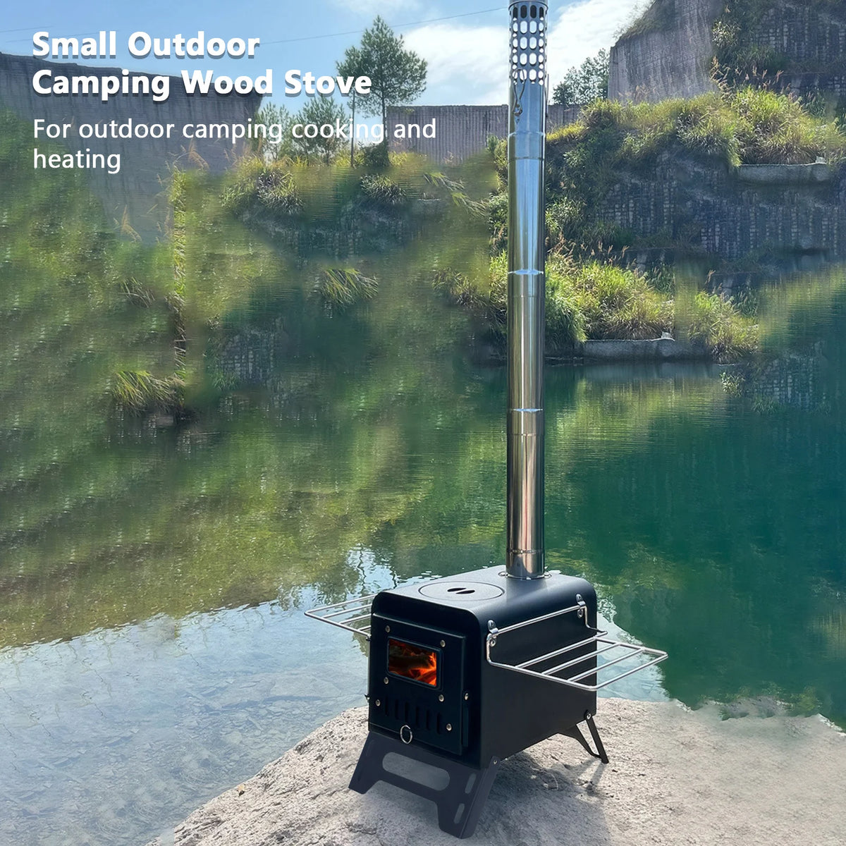 Portable Folding Wood Burning Stove For Tent Camping And Cooking