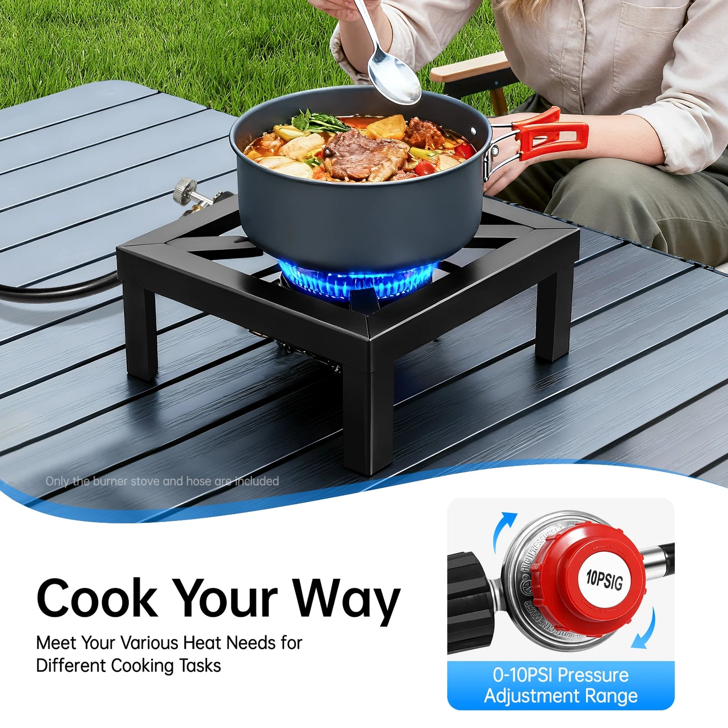 Portable Single Burner Outdoor Gas Stove Propane Cooker With Regulator