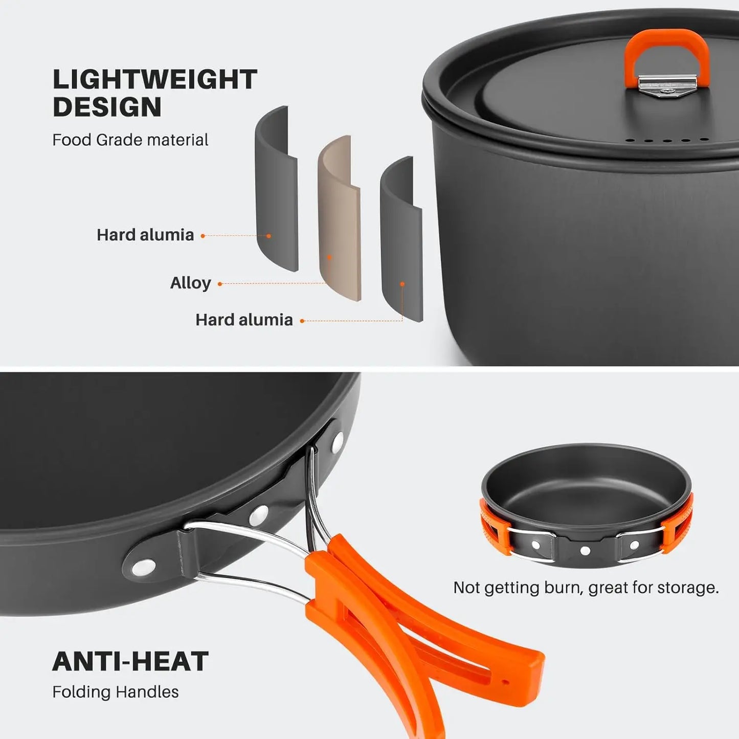 Camping Cookware Set 15 Piece Nonstick Pots And Pans Kettle