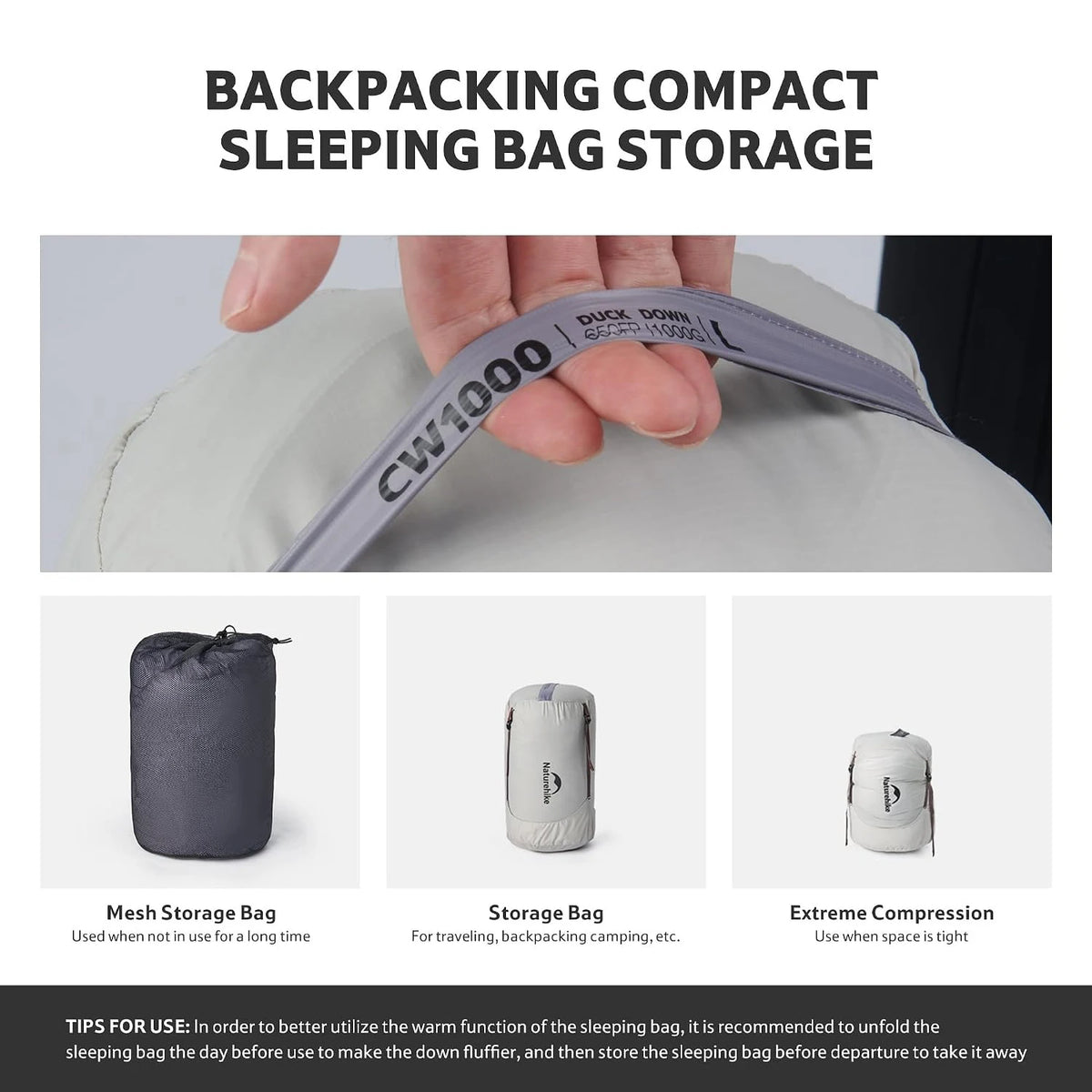 Naturehike Ultralight Duck Down Sleeping Bag For Outdoor Camping