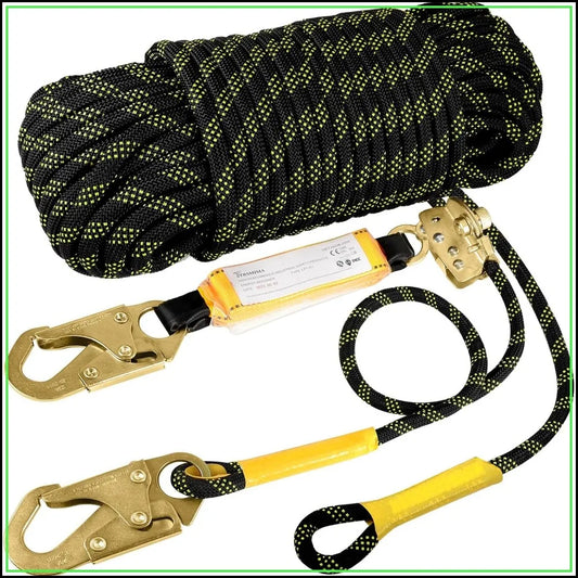 Heavy Duty Fall Protection Safety Harness With Shock Absorber Lanyard