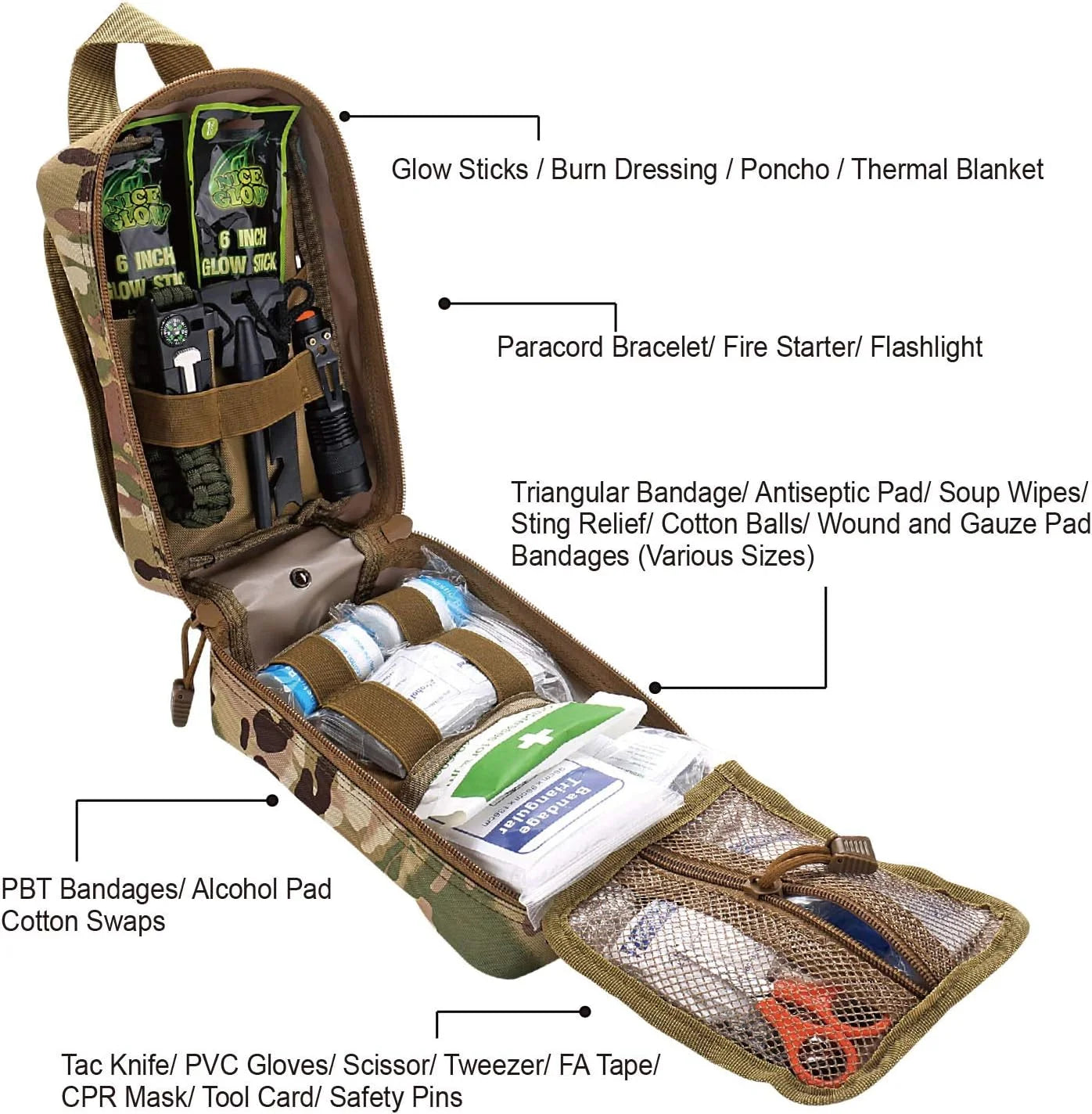 250 Piece Survival First Aid Kit IFAK EMT With Molle Bag Outdoor Gear