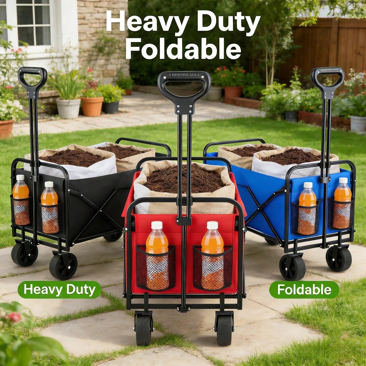 Heavy Duty All Terrain Folding Wagon Cart 680 Lbs Capacity