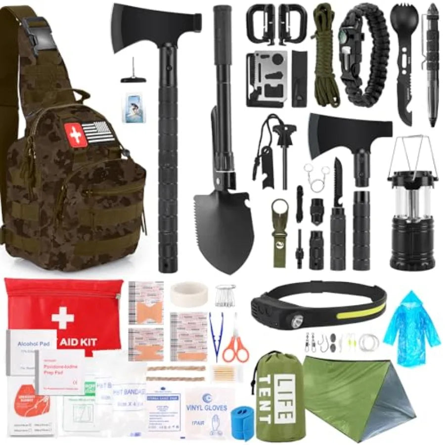 Survival Kit 268 Pcs Emergency Gear With First Aid Kit Headlamp