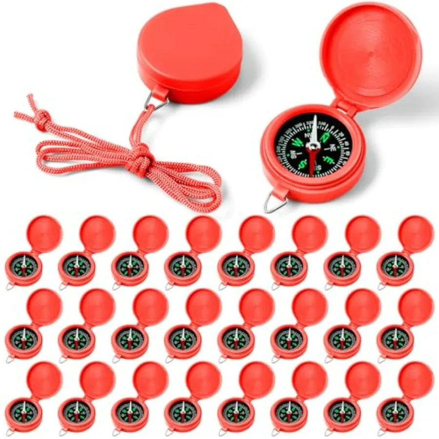 Bulk 24 Pack Mini Pocket Compass With Hanging Rope