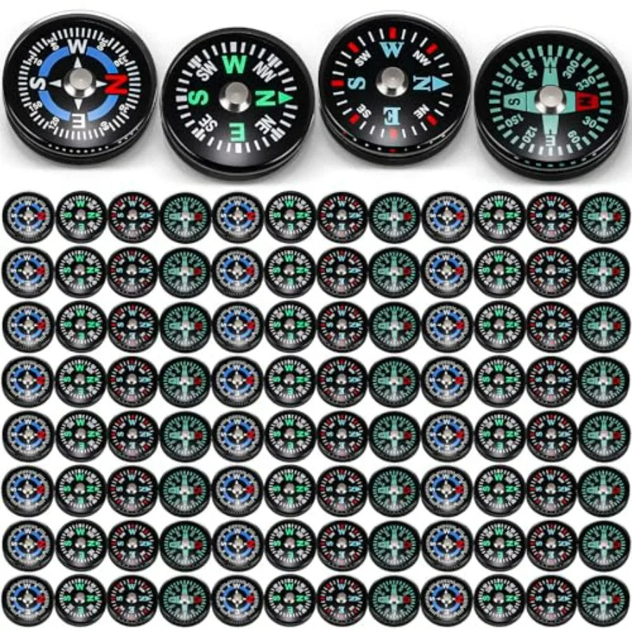 100 Pcs Bulk 20mm Button Compass Oil Filled For Camping