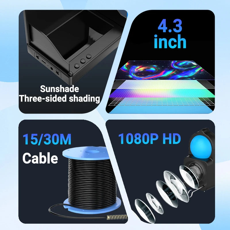 IP68 Underwater Fishing Camera With Monitor Night Vision Depth Finder