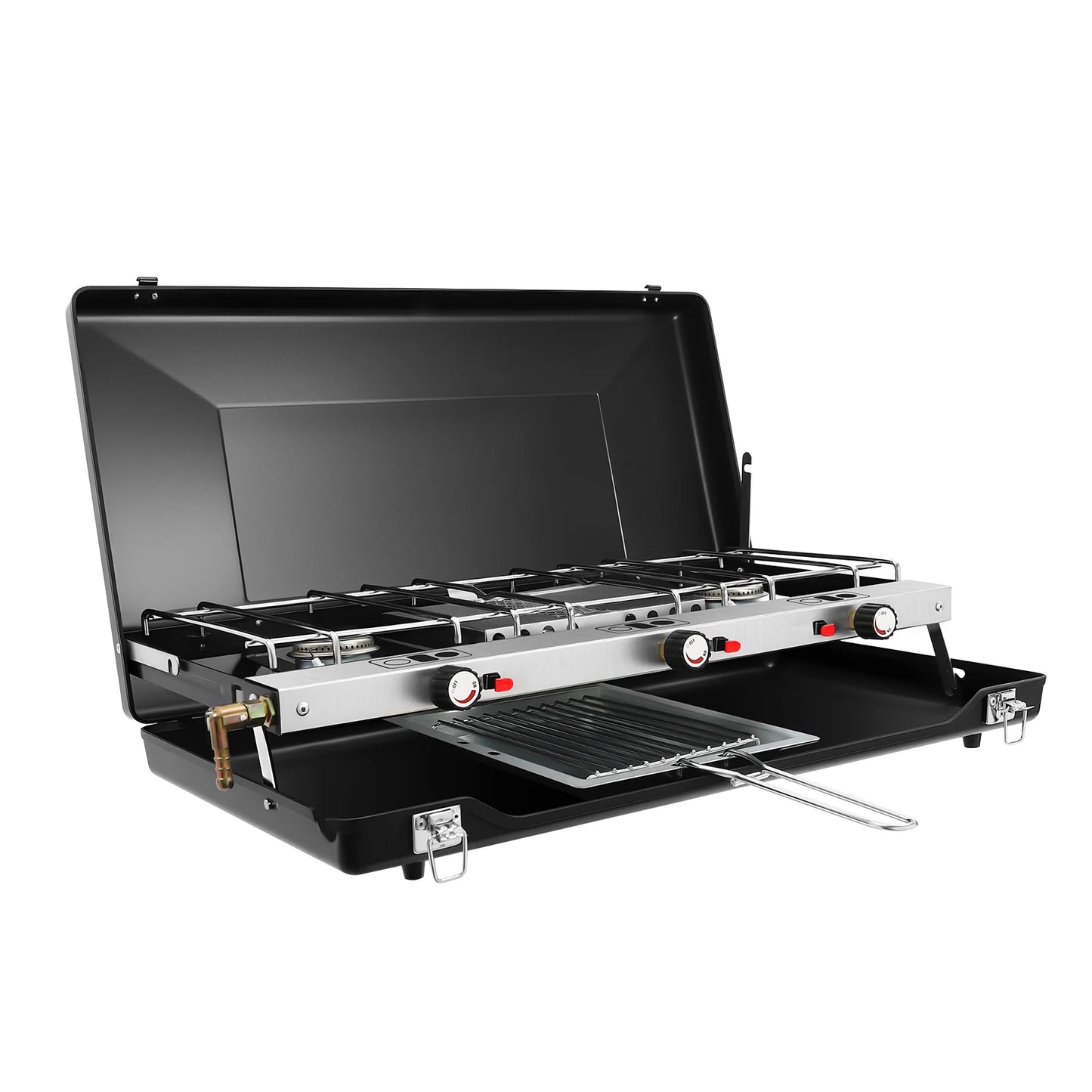 Portable 3 Burner Gas Camping Stove With Piezo Ignition