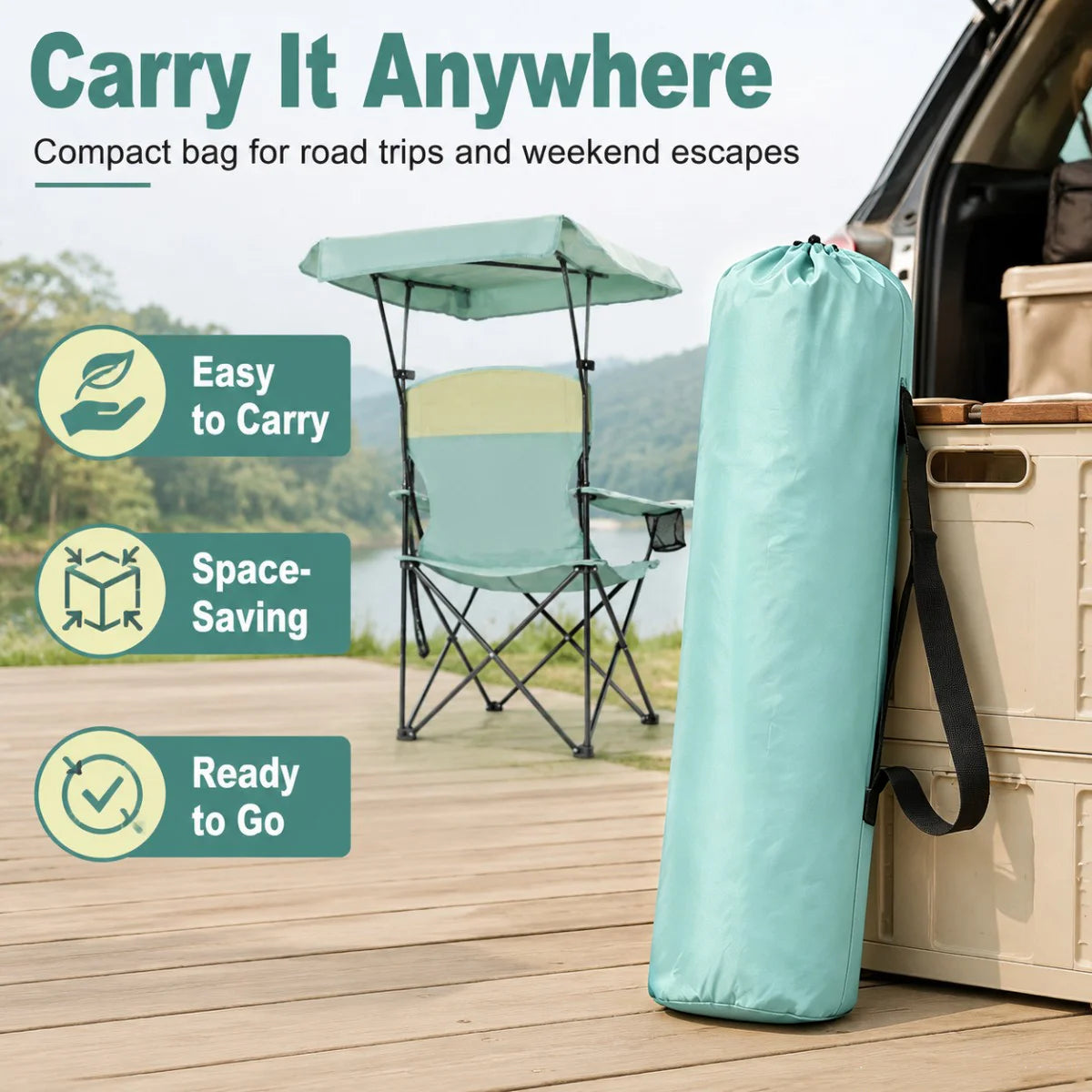 GERC Portable Beach Chair With Cup Holder And Side Pocket